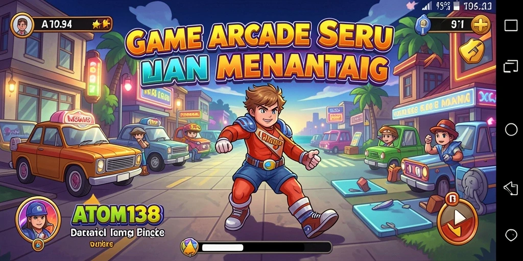 Tampilan gameplay Arcade yang mendebarkan dan penuh aksi.