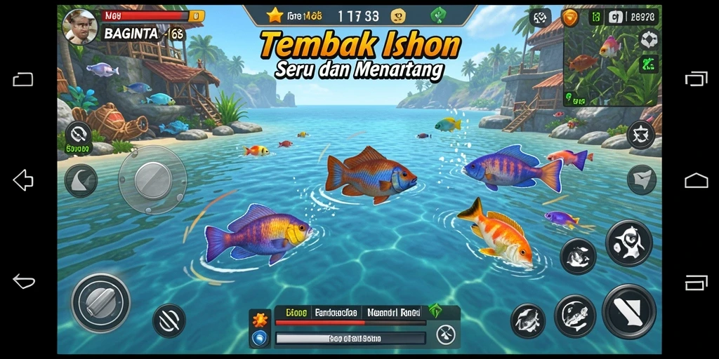 Gameplay seru menembak ikan dengan variasi senjata.