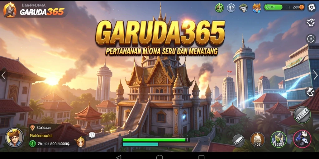 Tampilan gameplay GARUDA365 yang menantang dengan berbagai menara dan musuh.