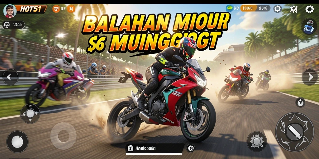 Screenshot HOT51 menampilkan aksi balapan motor yang mendebarkan.